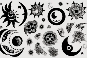 merged sun and moon tattoo idea