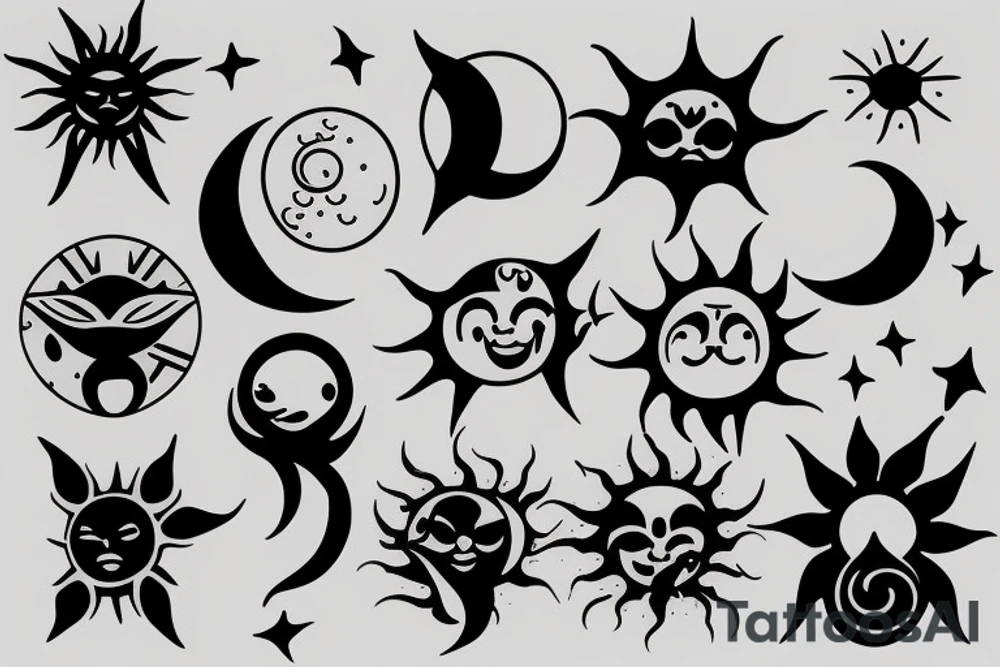 merged sun and moon tattoo idea