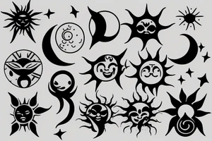 merged sun and moon tattoo idea