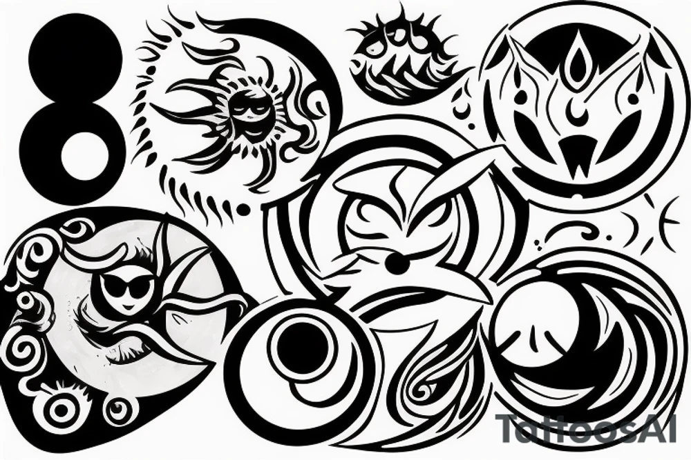 merged sun and moon tattoo idea