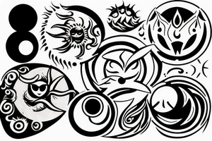 merged sun and moon tattoo idea