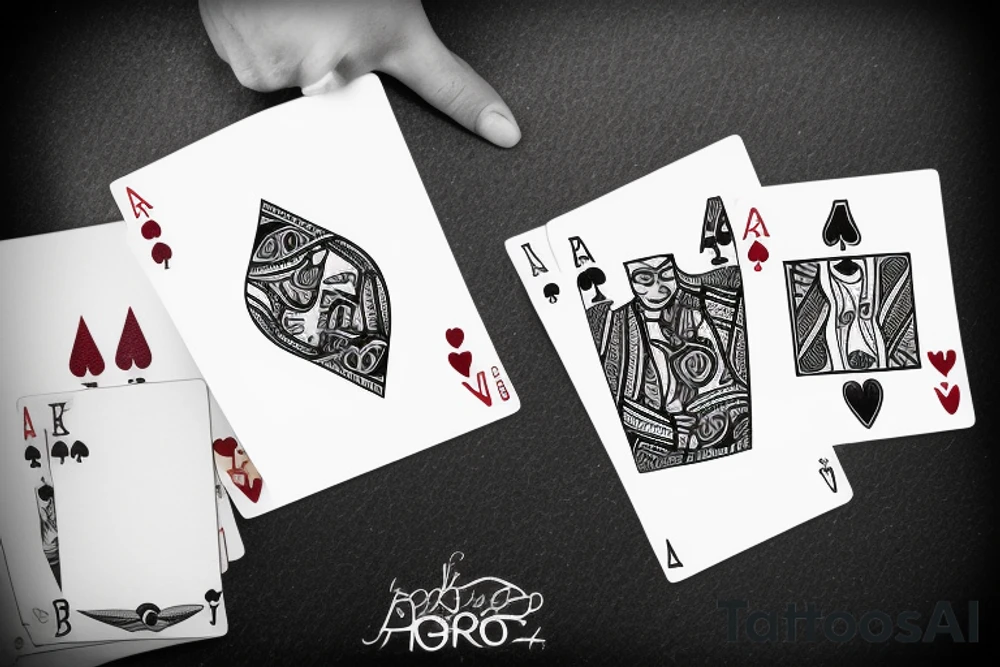 Poker cards, Hourglass with Hand under it, Roulette table tattoo idea