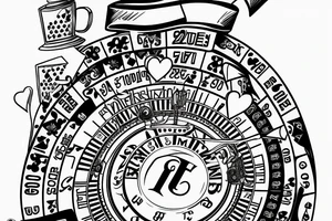 Poker cards Hourglass with Hand under it, Roulette table tattoo idea