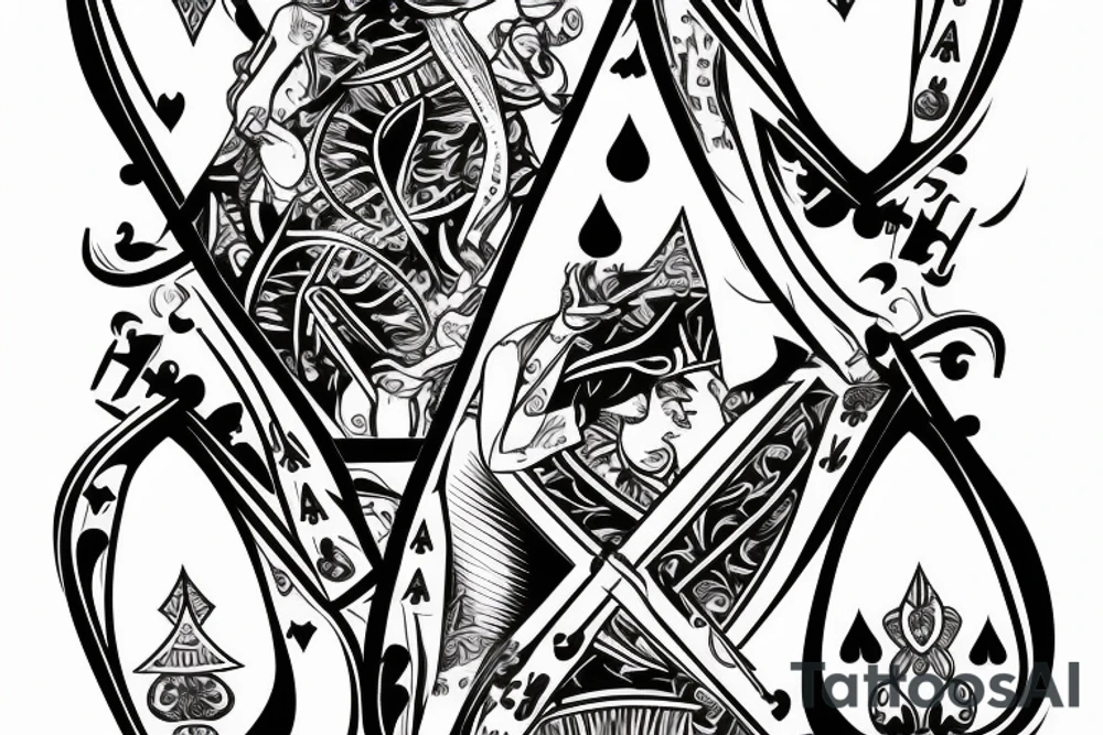 Poker cards Hourglass with Hand under it, Roulette table tattoo idea