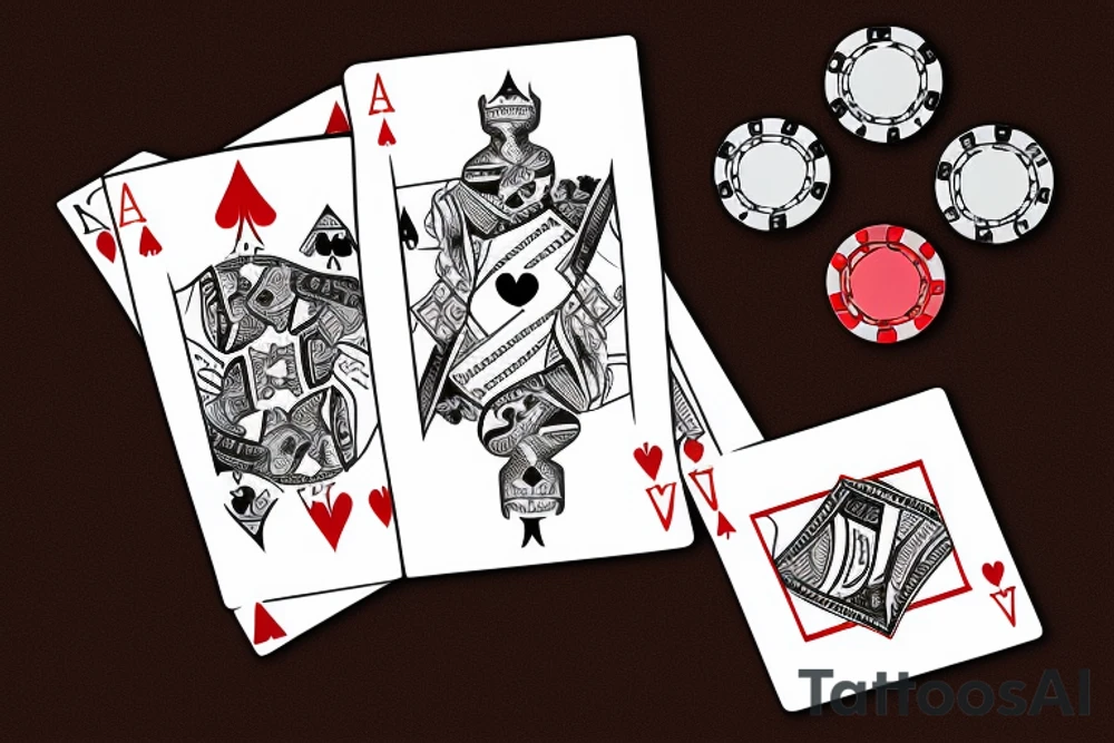 Poker cards Hourglass with Hand under it Roulette table tattoo idea