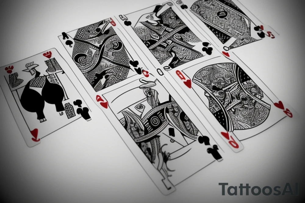 Poker cards with a woman tattoo idea