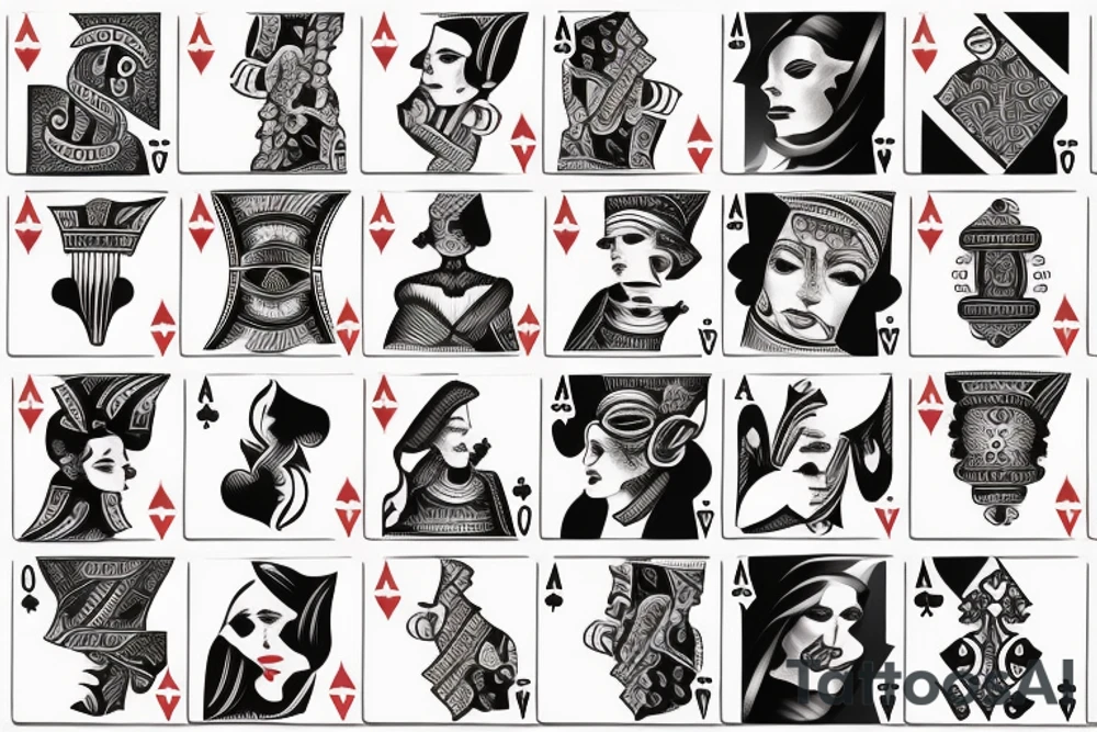 Poker cards with a woman tattoo idea