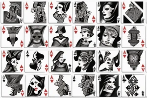 Poker cards with a woman tattoo idea
