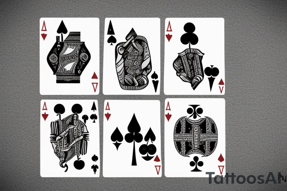 Poker cards with a woman tattoo idea