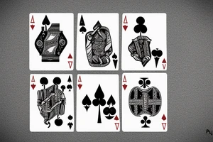 Poker cards with a woman tattoo idea