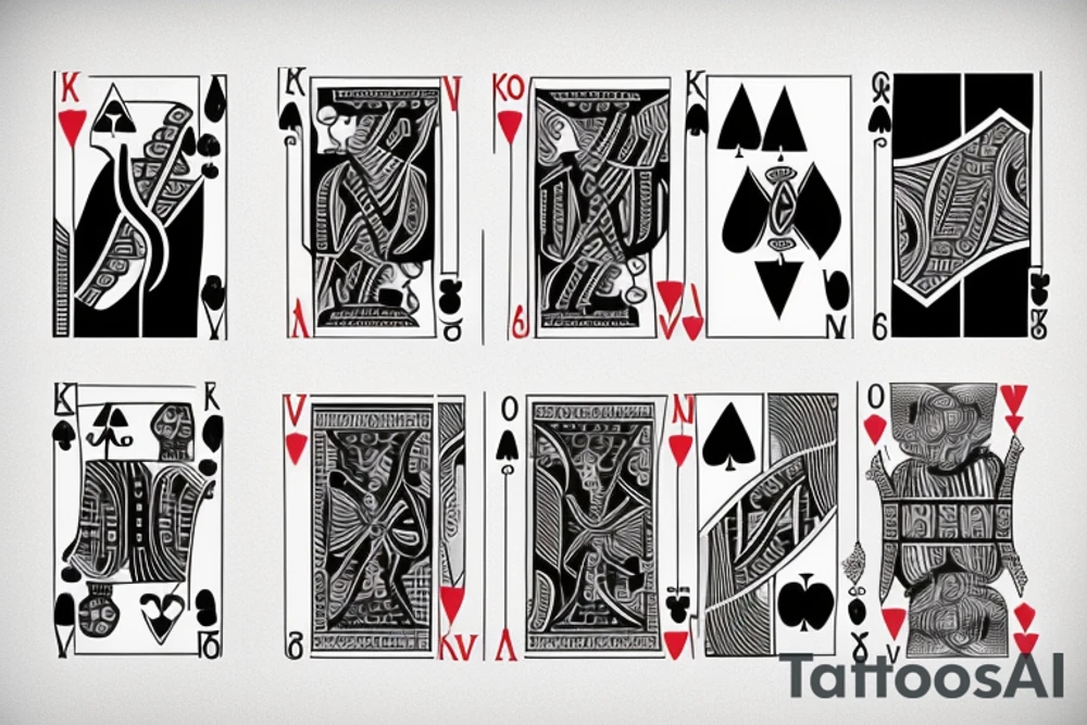 Poker cards with a woman tattoo idea