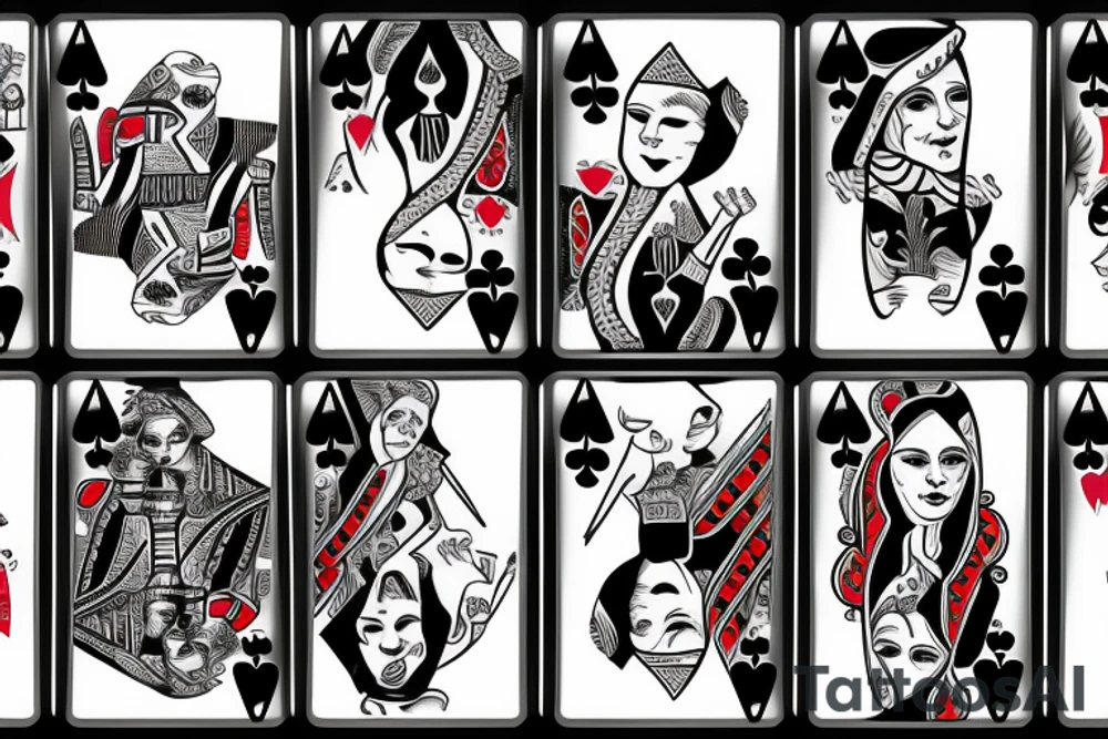 Poker cards with a woman tattoo idea
