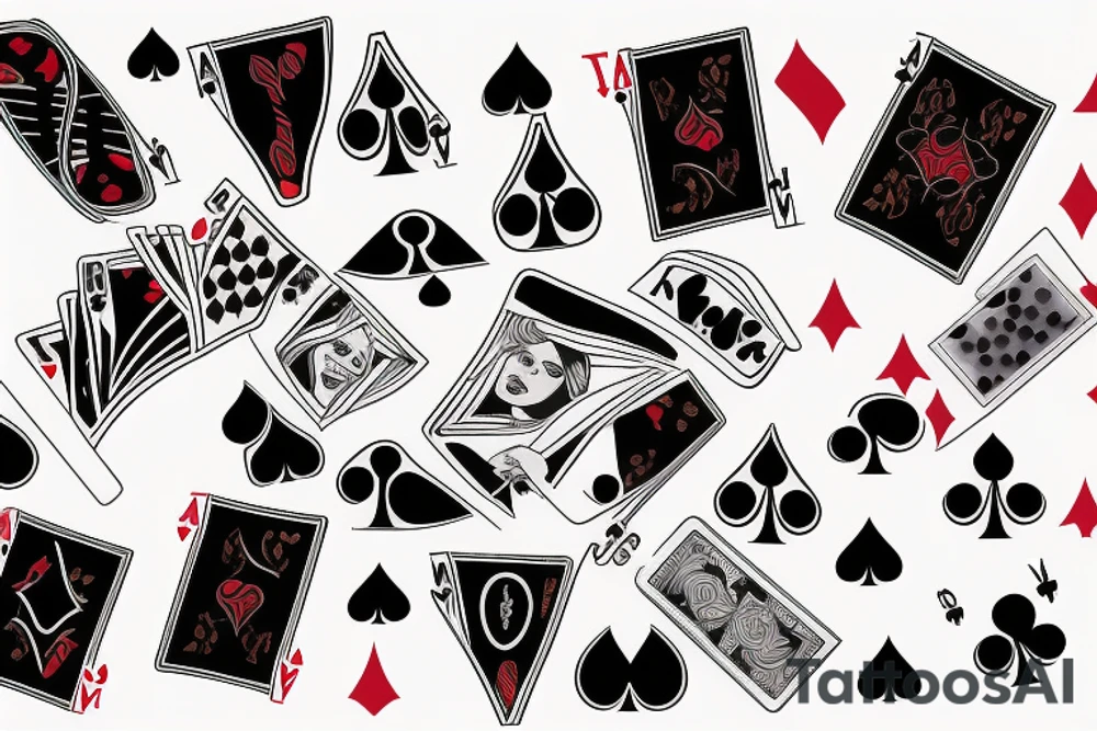 Poker cards with a woman tattoo idea