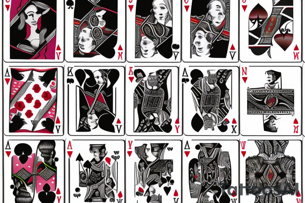 Poker cards with a woman tattoo idea