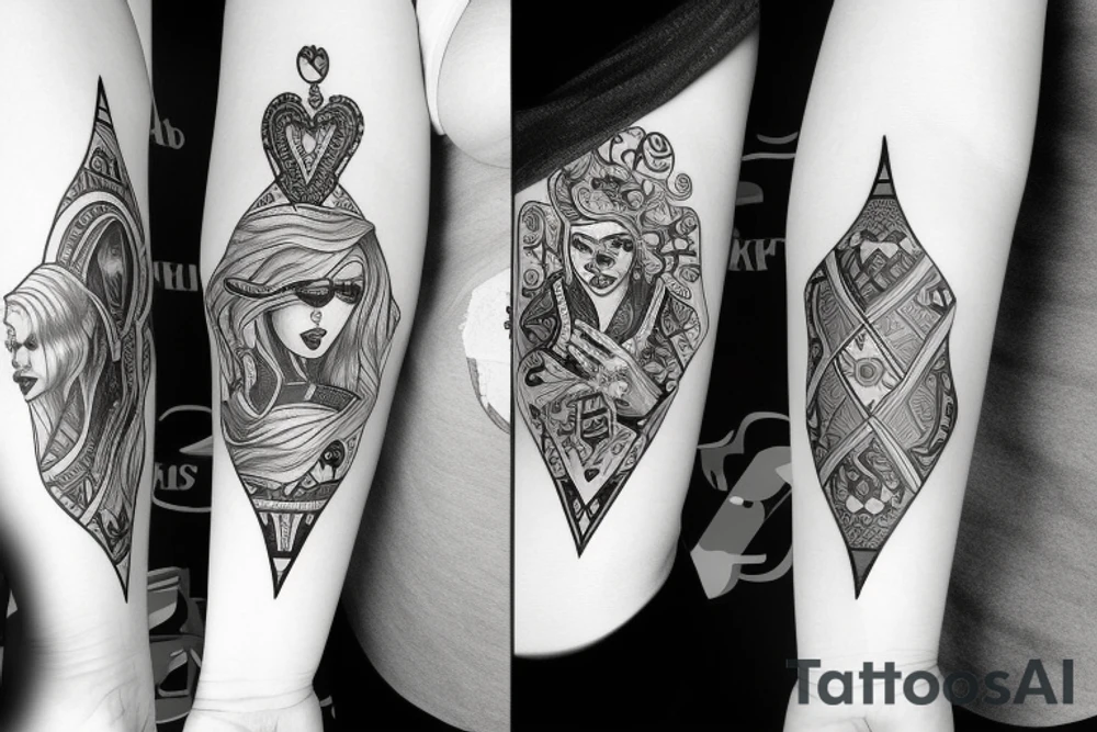 Poker cards with a woman tattoo idea