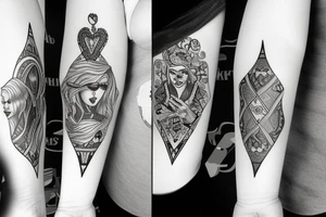 Poker cards with a woman tattoo idea