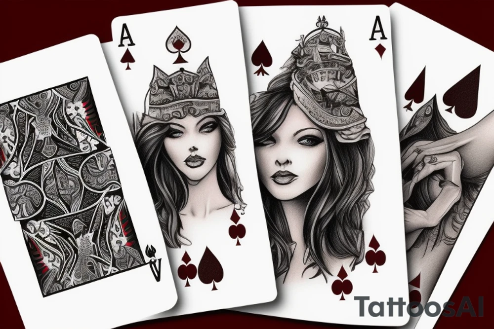 Poker cards with a woman on it tattoo idea