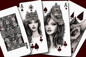 Poker cards with a woman on it tattoo idea