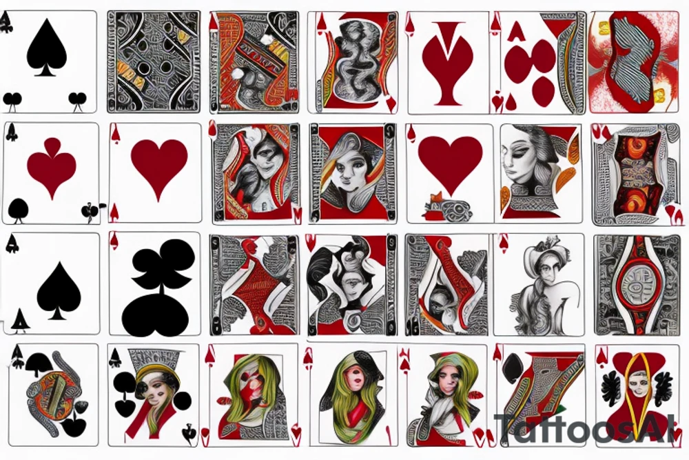 Poker cards with a woman on it tattoo idea