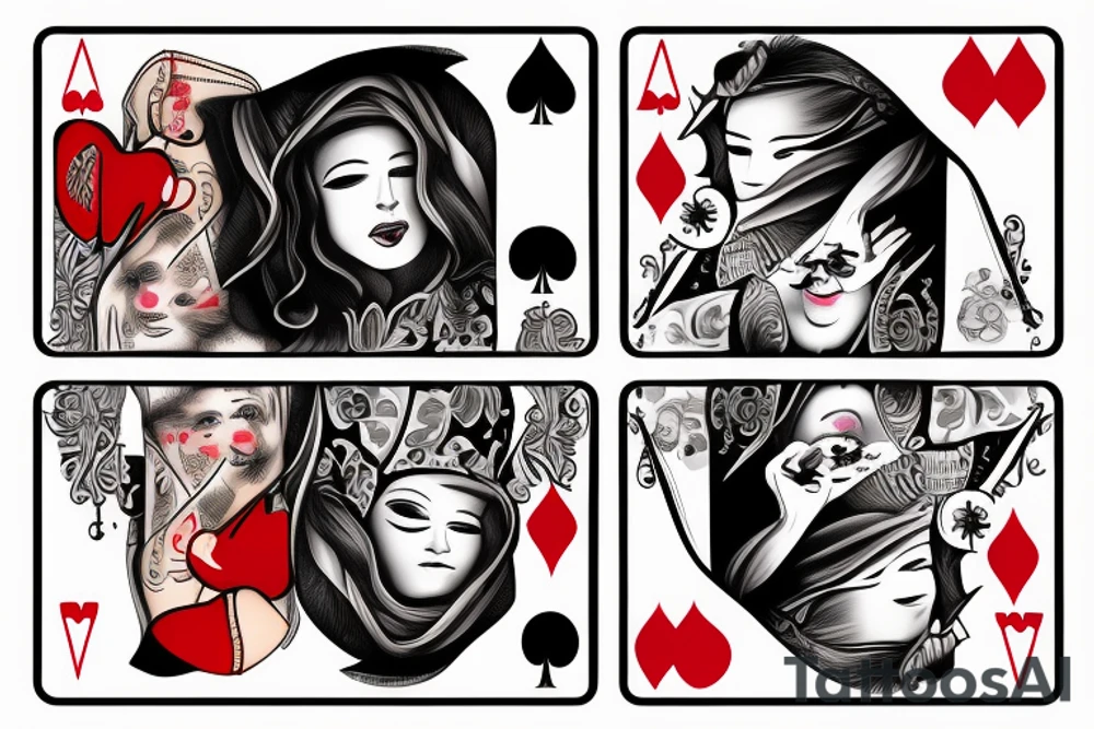 Poker card with a woman on it tattoo idea
