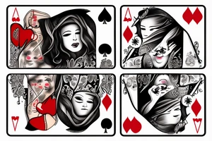 Poker card with a woman on it tattoo idea