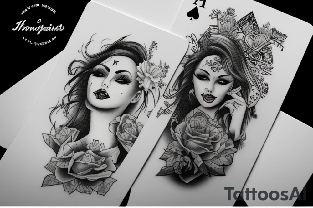 Poker card with a woman on it tattoo idea