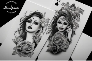 Poker card with a woman on it tattoo idea