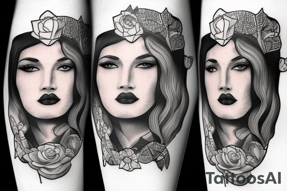 Poker card with a beautiful woman on it tattoo idea