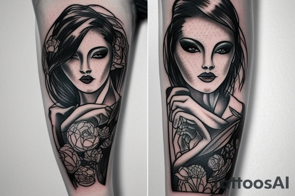 Poker card with a beautiful woman on it tattoo idea