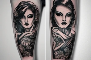 Poker card with a beautiful woman on it tattoo idea