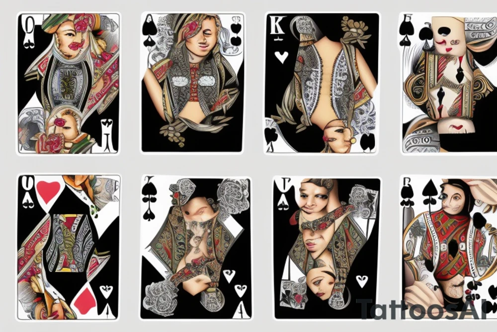 Poker card with a beautiful woman on it tattoo idea