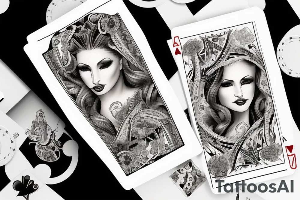 Poker card with a beautiful woman on it tattoo idea