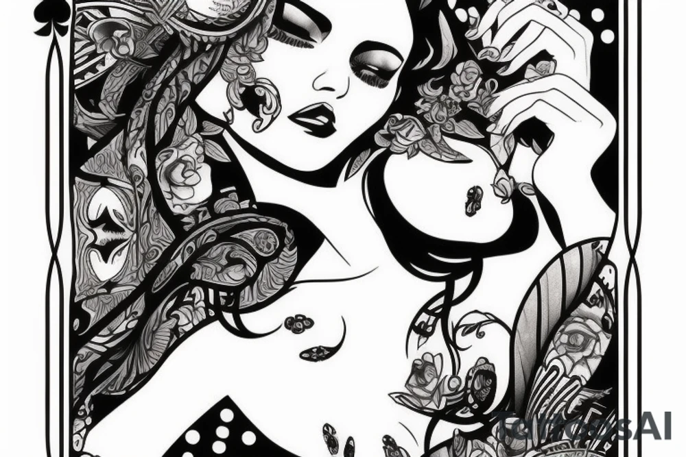Poker card with a beautiful woman on it tattoo idea