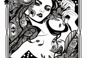 Poker card with a beautiful woman on it tattoo idea