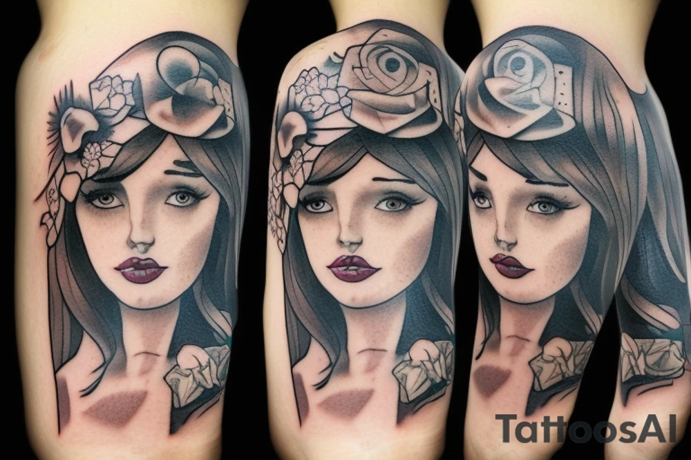Poker card with a beautiful woman on it tattoo idea