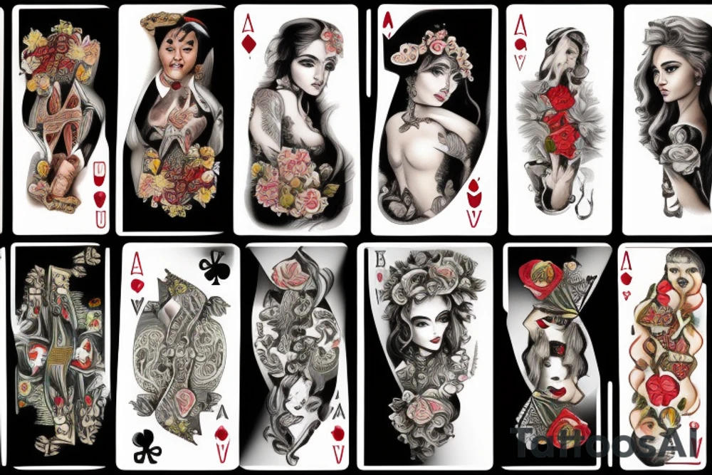 Poker card with a beautiful woman on it tattoo idea