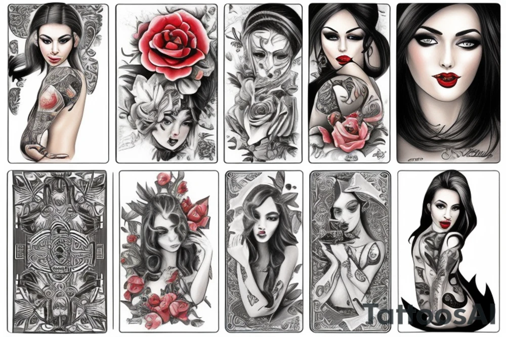 Poker card with a beautiful woman on it tattoo idea