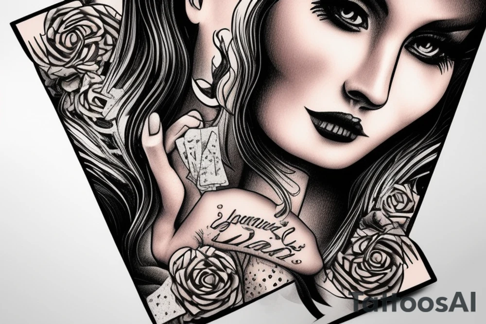 Poker card with a beautiful woman on it tattoo idea