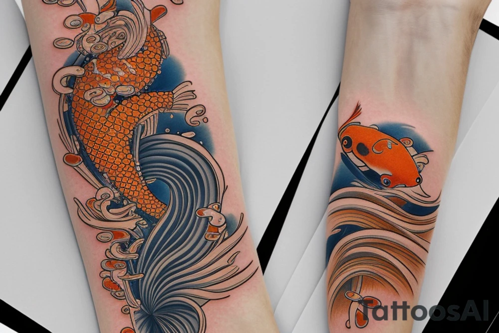 A koi fish arm sleeve tattoo idea
