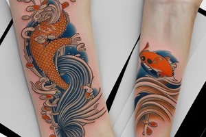 A koi fish arm sleeve tattoo idea