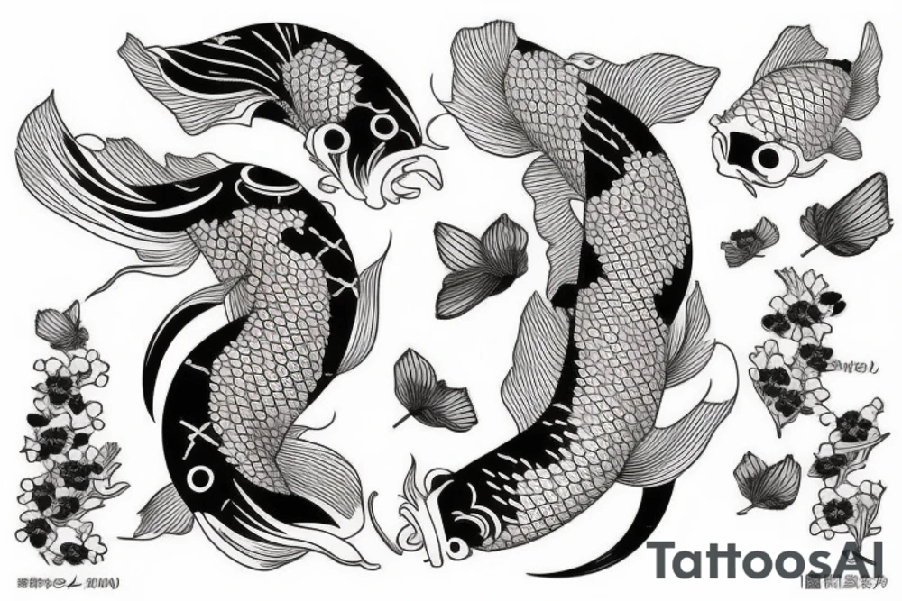 A koi fish arm sleeve tattoo idea