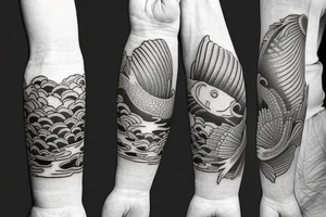 A koi fish arm sleeve tattoo idea