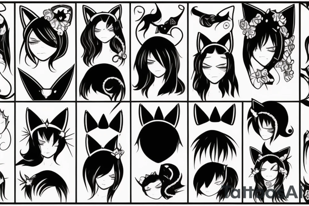 Girl with cat ears tattoo idea