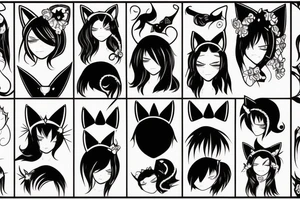 Girl with cat ears tattoo idea