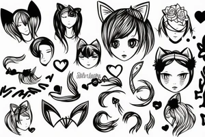 Girl with cat ears tattoo idea