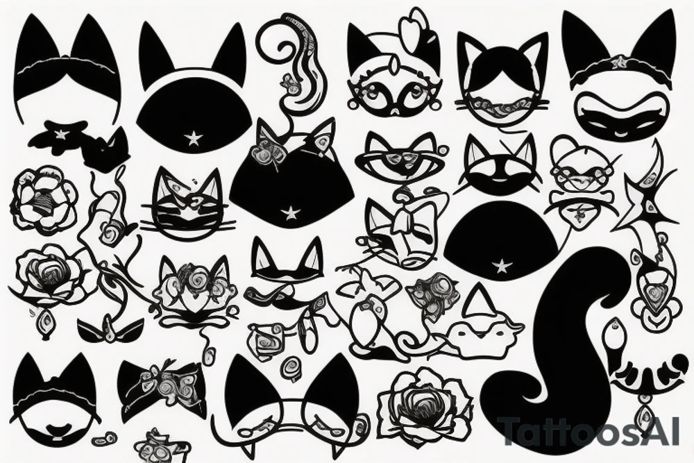 Girl with cat ears tattoo idea