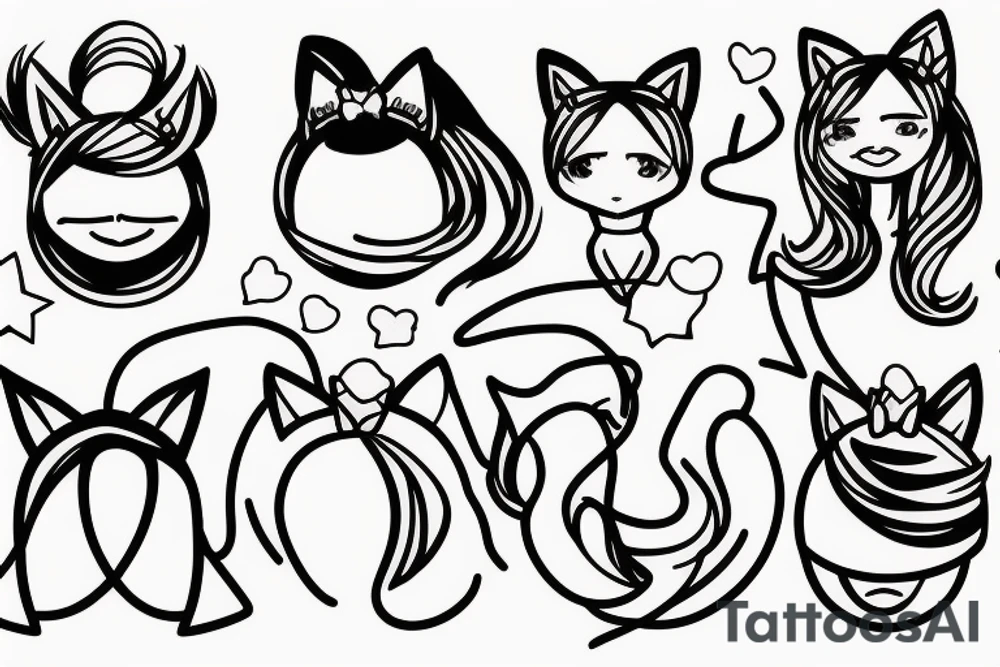 Girl with cat ears tattoo idea
