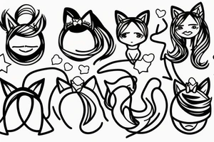 Girl with cat ears tattoo idea