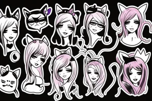 Girl with cat ears tattoo idea