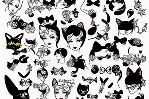 Pin up girl with cat ears tattoo idea